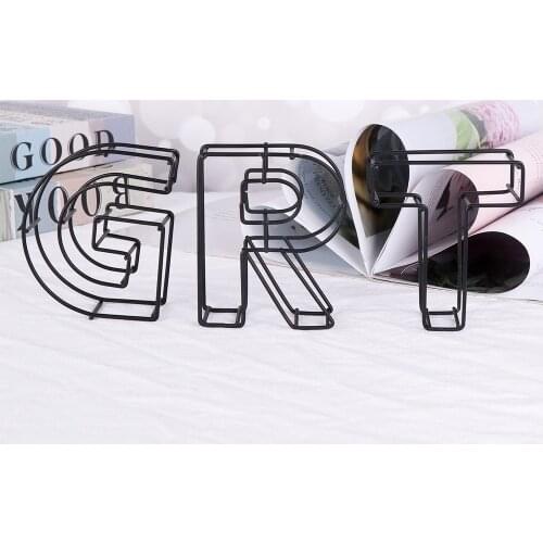 1PC Modern Industrial Style Wrought Iron Alphabet Metal Hollow Letter Doorplate Sign Photography Props Desktop Ornament