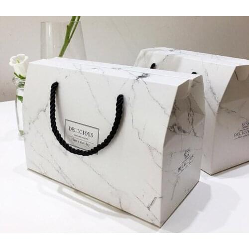 100pcs/lot marble Design Paper Cake Box Chocolate Party Cookies Box Gift Box Hand-held packing box SN1610