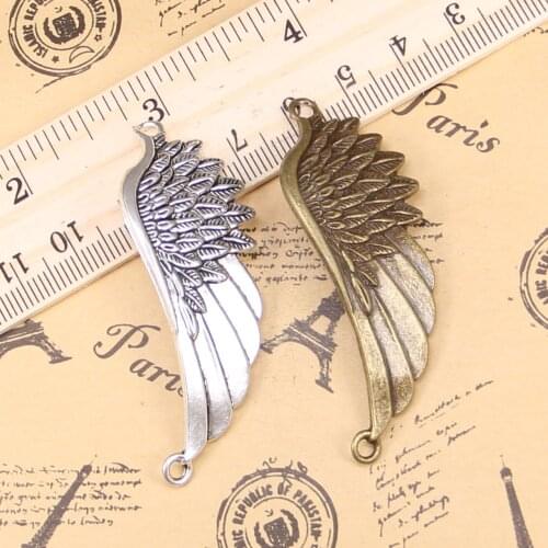 4pcs Charms angel wings 60x22mm Antique Pendants,Vintage Tibetan Silver Jewelry,DIY for bracelet necklace
