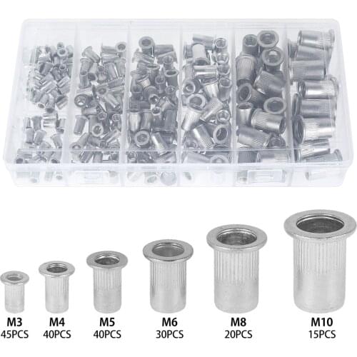 190pcs M3 M4 M5 M6 M8 M10 Rivet Nuts Aluminum Flat Head Threaded Rivet Insert Nutsert Cap Rivet Nut Hardware Parts Rivets Nut