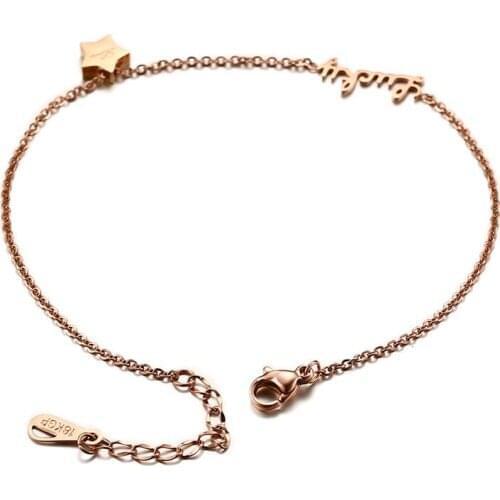 2021 Trendy Titanium Steel Rhinestones Material A Variety Of Styles Rose Gold Temperament Anklet Suitable For Womens Jewelry