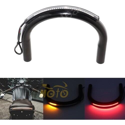 230mm 210mm Motorcycle End Brat Style Seat Frame Hoop Loop Cafe Racer Bobber Tracker w/ 48-SMD LED Brake Tail Light Turn Signal
