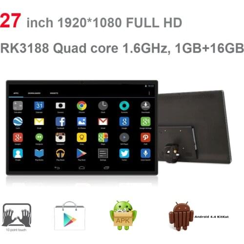27 inch Android all in one pc (touch screen, Rockchip3188,quad core, 1GB DDR3,8GB nand,5M camera, 3W*2 speakers,VESA,Bluetooth)
