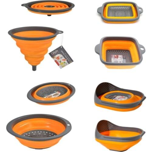 4 piece Accordion Collapsible Strainer Set-Orange