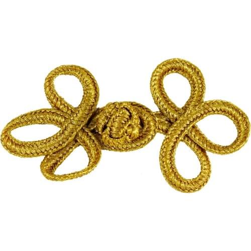 50set Gold Metallic Braided Looped Fastener Closure Knot Buttons Sewing Supplies For DIY Craft 40mm*70mm NK305