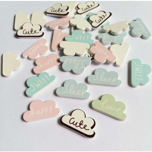 50pcs Mixed no Holes Decorative Buttons Lovely Cloud Wood Buttons / Wood chip for Craft Scrapbooking Accessories