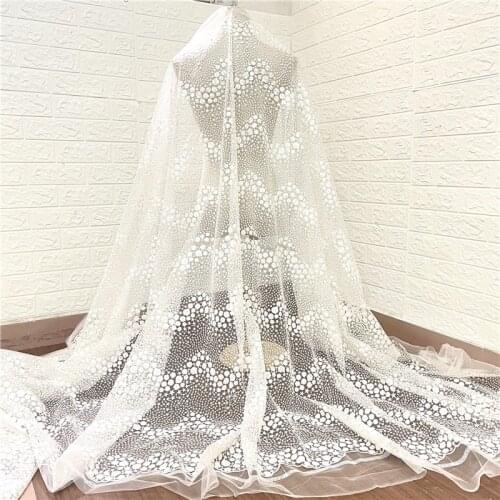 Off White Floral Embroidery Tulle Lace Fabric Beautiful Lace French Lace Fabric DIY Sewing Material Fabric