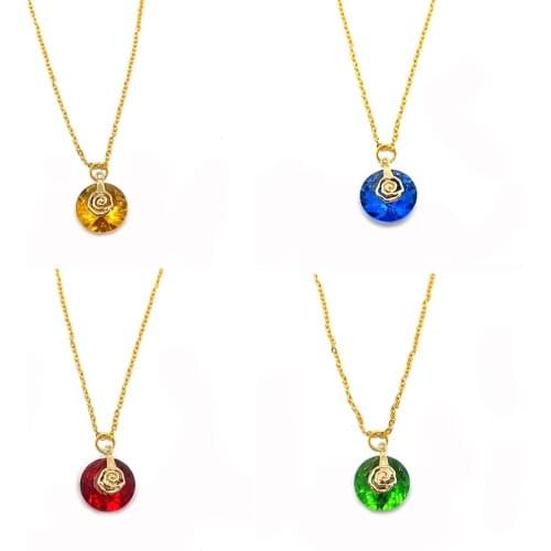 Natural Stone Crystal Necklace Pendant Metal Chain Ball Colorful Crystal Jewelry DIY Handmade Accessories Wholesale 1pcs