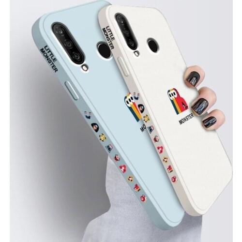For Huawei P30 Lite Cases Original Fashion Liquid Silicone Shockproof Soft Shell Cover Cartoon Phone Case