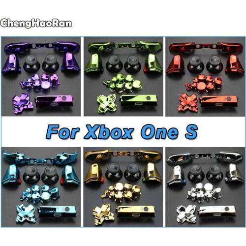 ChengHaoRan 10Sets Plastic&Chrome ABXY Dpad Triggers Thumbstick Cap Full Buttons Set Kits Controller Mod For XboxOne S Slim
