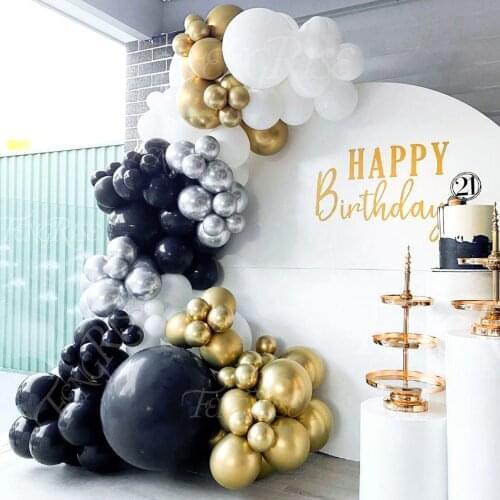 Black Gold Latex Balloon Garland Arch Kit Wedding Birthday Party Decor Adults Birthday Balloons Globos Decoration Baby Shower