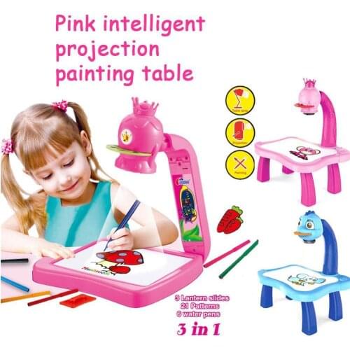 Childrens Writing Board Painting Drawing Table Led Music Children Toy Educational Toys Christmas Kids Toddler Projector Gi X8M5