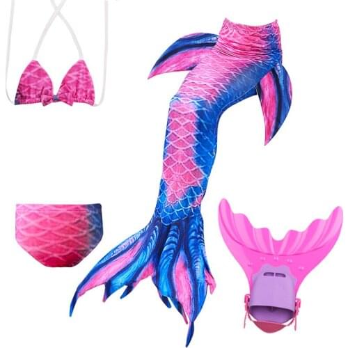 Kids 4pcs/set Mermaid Tails For Swimming Girls Zeemeerminstaart Cola De Sirena Cauda De Sereia Mermaid Swimsuit With Monofin
