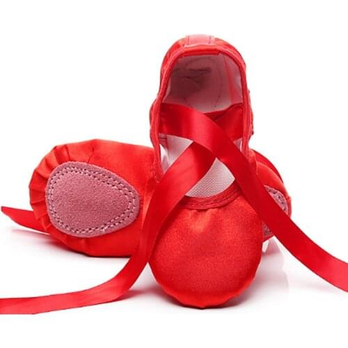 USHINE EU25-39 miękkie podeszwy satynowe wstążki balet taniec dzieci początkujący ćwiczenia baletki dzieci