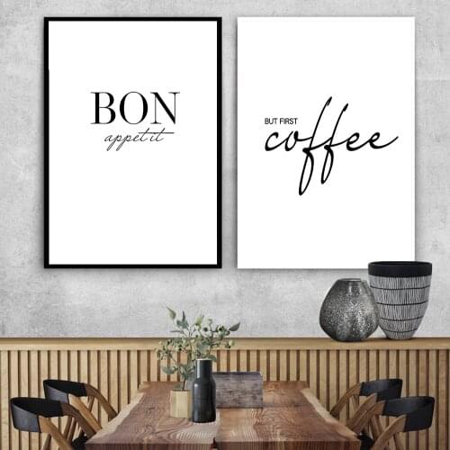 French Kitchen Art Decor But First Coffee Posters and Prints Bon Appetit Print French Kitchen Wall Art Canvas Painting