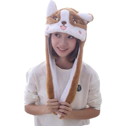 Keji dog headgear with ears moving hat plush toy hat stuffed toy cap
