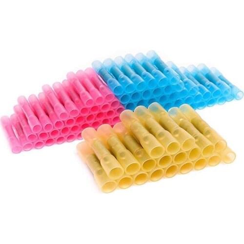 100 PCS 26-24AWG 22-18AWG 16-14AWG Insulated Heat Shrink Butt Wire Electrical Crimp Terminal Connector