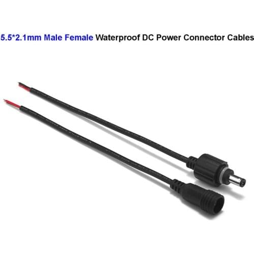 Waterproof 5.5mm x 2.1mm DC Cable 12V Connectors Jack Power Cable 22AWG Copper Wires For Solar Pannel Outdoor Lamp Bulb Light
