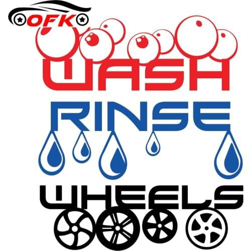 Classic Fashion Car Detailing Wash Rinse & Wheels Vinyl Bucket Stickers Valeting Cleaning Decals Stickers Sunscreen Waterproof