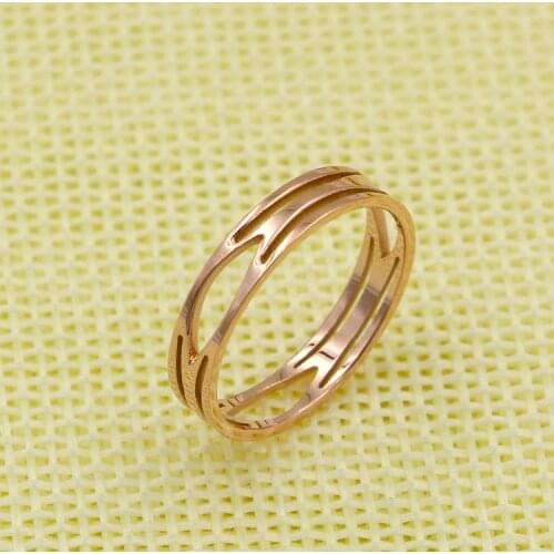Martick High Quality Ring 316L Stainless Steel Hollow Out Rose Gold Ring For Woman Fashion Popular Jewelry R36