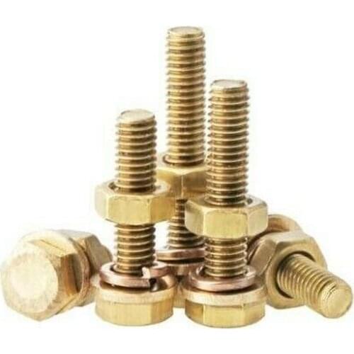 M4M5 H62 Brass outer hexagon screws nut flat/spring pad connecting set