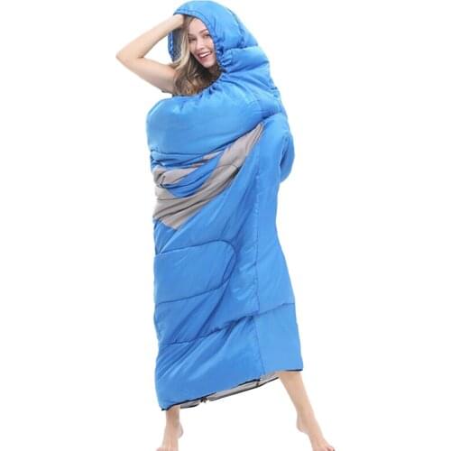 Lightweight Outdoor Camping Hiking Envelope Sleeping Bag Quilt with Cap