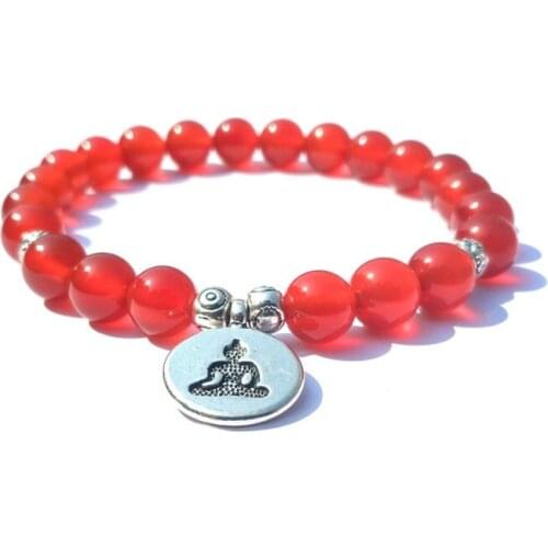 Lucky Natural Stone Lotus Ohm Buddha Bracelet Men Charm Matte Red Crystal Bead Yoga Adjustable Bracelets For Women Gifts Jewelry