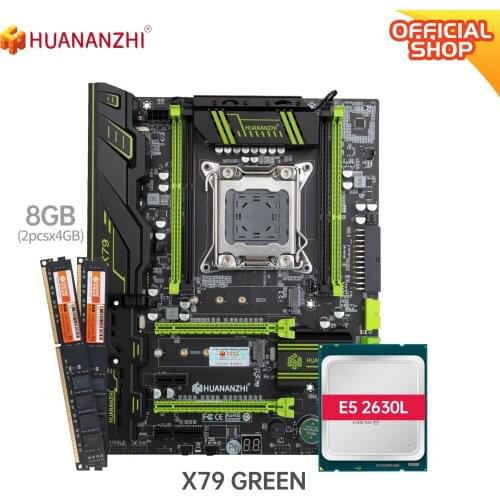 HUANANZHI X79 GREEN X79 motherboard with Intel XEON E5 2630L 2*4GB DDR3 NON-ECC Rmemory combo kit se USB3.0 SATA3 NVME M.2