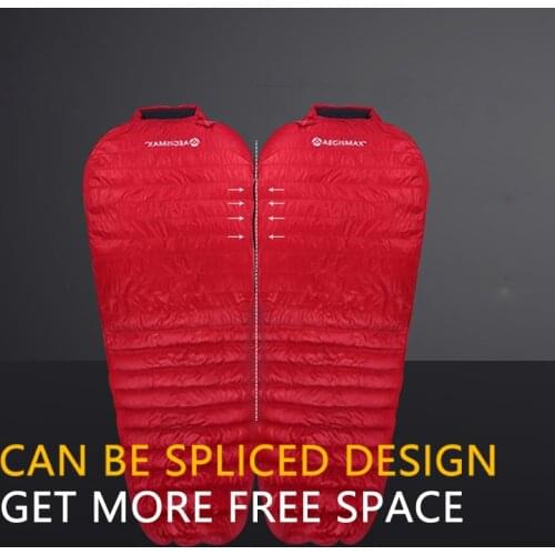 AEGISMAX 2021 New Nano Red Outdoor Camping Ultralight Mummy White Goose Down winter Sleeping Bag Nylon Bag Portable splicing