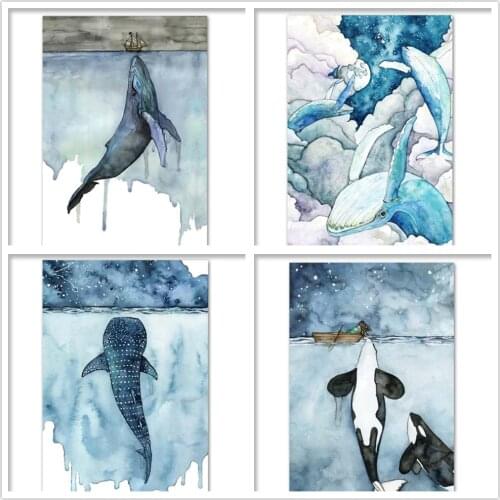 5D Diy Diamond Painting Cartoon Whale Shark Boat Mosaic Picture Cross Stitch Kit Diamond Embroidery Handmade Home Decor Gift