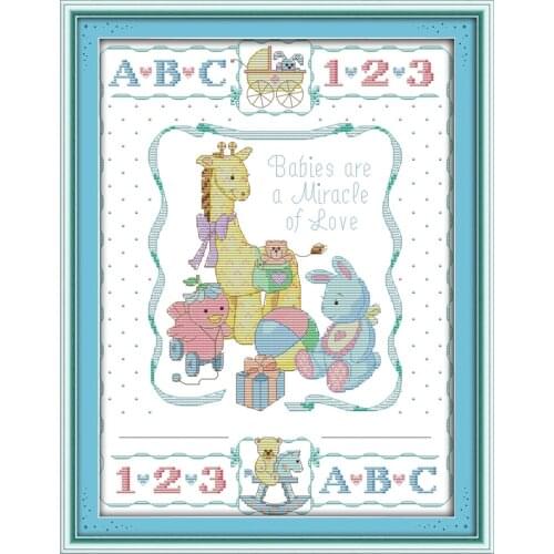 Birth record (2) cross stitch kit 14ct 11ct count print canvas stitching embroidery DIY handmade needlework