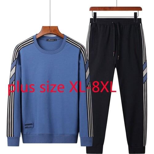 New Arrivla Fashion Spring And Autumn Men Casual Round Neck Cotton Hoodies Jacket+Pants Plus Size XL 2XL 3XL 4XL 5XL 6XL 7XL 8XL