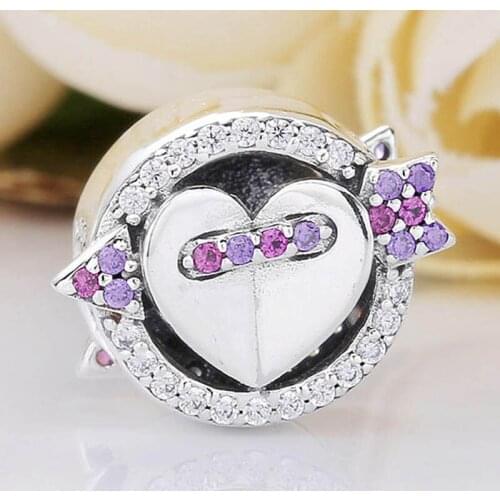 Original The Moment You Fell In Love Sparkling Arrow And Heart Beads Fit 925 Sterling Silver Charm Bracelet Diy Jewelry