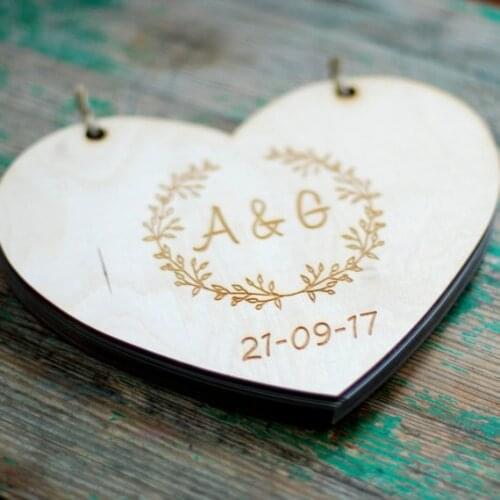 Personalize rustic wreath heart wedding guest book albums, Custom Wood guestbook, Personalized albums Rustic wedding guestbooks