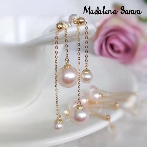 MADALENA SARARA 18K Gold Adjustable Earrings Natural Freshwater Pearl Gentle And Versatile New Autumn Style