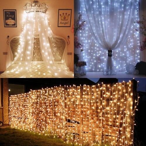 6mx3m/3mx3m LED Curtain String Lights Flash Fairy Garland Remote Control for New Year Christmas Outdoor Home Decorations Wedding