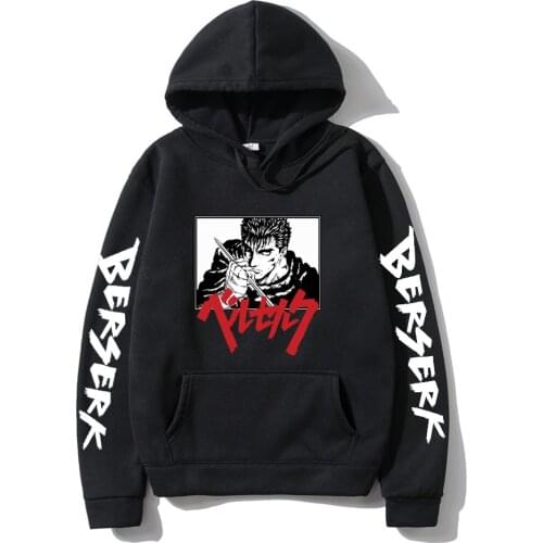 Berserk Guts Funny Hoodie Men Manga Sweatshirt 90s Unisex Pullover Hip Hop Top Male