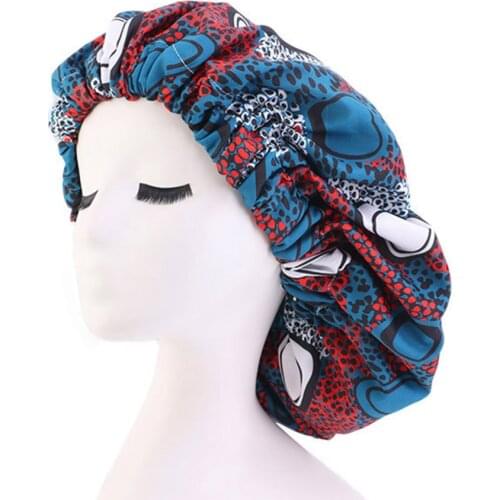 Polyester Bonnet Stain Lined Women Print Pattern Fabric Chemo Sleep Cap Ladies Turban