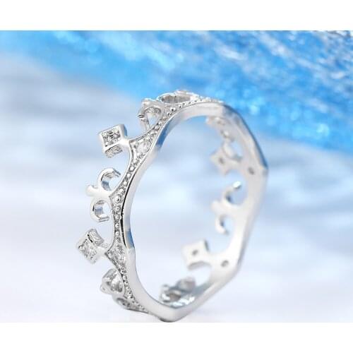 Women Ring Silver Plated Crown Cubic Zirconia Ring for Women Fashion Glamour Banquet Wedding Ring Give Girlfriend Gift Jewelry