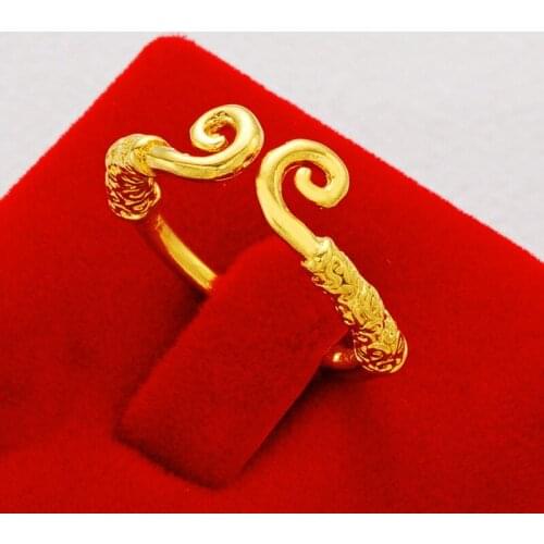 Engagement Rings For Women Yellow Gold GP Finger Ring Adjustable Wedding Band Bague Femme Anillos Mujer Retro Jewelry Accesories