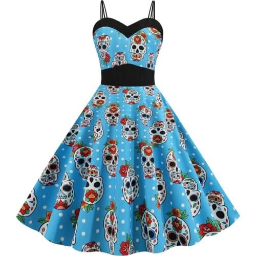 Halloween Cosplay Witch Dress Women Sexy Tube Sling Dress Women Skull Printed Party Midi Dress Halloween Costume Women Clothes