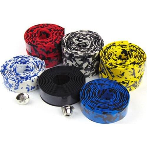 Mounchain 1 pair Soft Foam Cycling Handlebar Tape Anti-slip Anti-sweat Strap with 2 Bar Plugs for Road Bike Bicycle