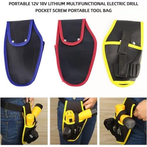 JUNEJOUR 1Pcs New Hot 3 colors Portable drill Holder Holst Pouch Cordless Canvas farbic Tool For 12v Drill Waist Tool Bag 2021
