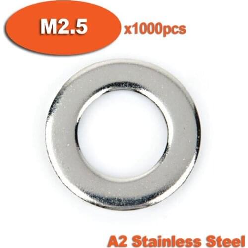 1000pcs DIN125 M2.5 A2 Stainless Steel Flat Washer Washers