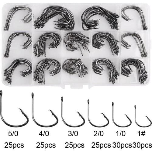 160Pcs/Box Offset Circle Fishing Hooks High Carbon Steel Sharp Octopus Sport Circle Hooks For Saltwater Freshwater