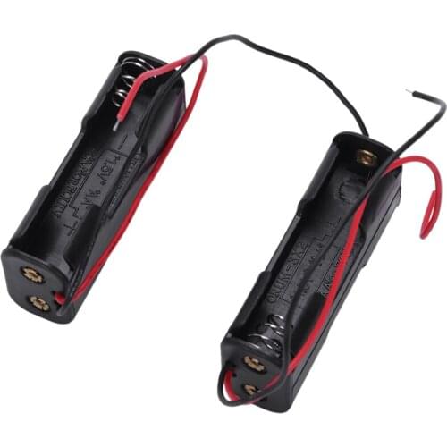 2Pcs Double Side Opening Frame 2 x 1.5V AA Battery Case Holder Black