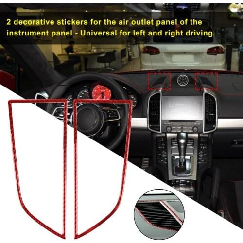 Carbon Fiber 2Pcs Practical Red Dashborad Air Outlet Panel Sticker Lightweight Conditioner Vent Panel Frame Sturdy