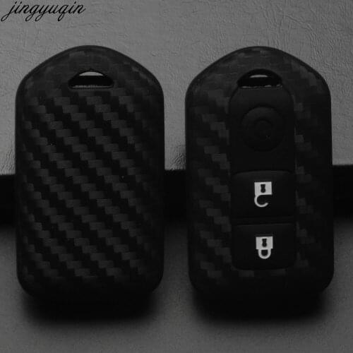 Jingyuqin 3 buttons carbon silicone remote car key case For Toyota Highlander Camry