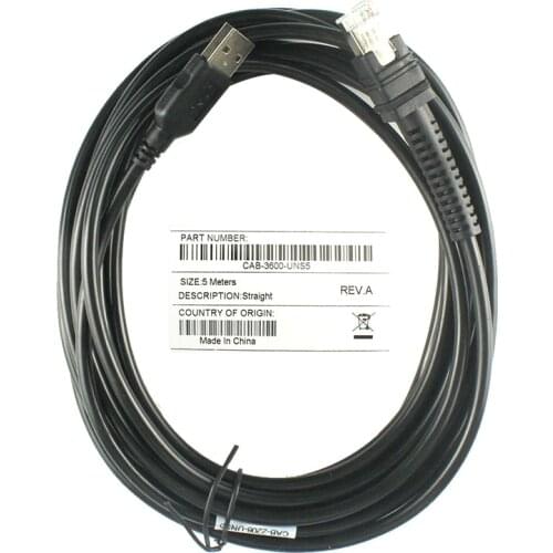 1pcs/5pcs New Scanner USB 5M Straight Data Cable For Zebra LI3608 LI3678 DS3608 DS3678 Barcode Scanners Cable