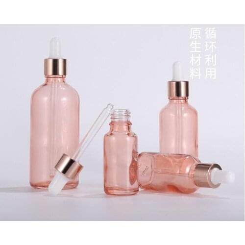 50pcs 5ml/10ml/15ml/20ml/30ml/50ml Empty Pink Glass Dropper Bottles Essential Oil Liquid Aromatherapy Pipette Containers Bottle